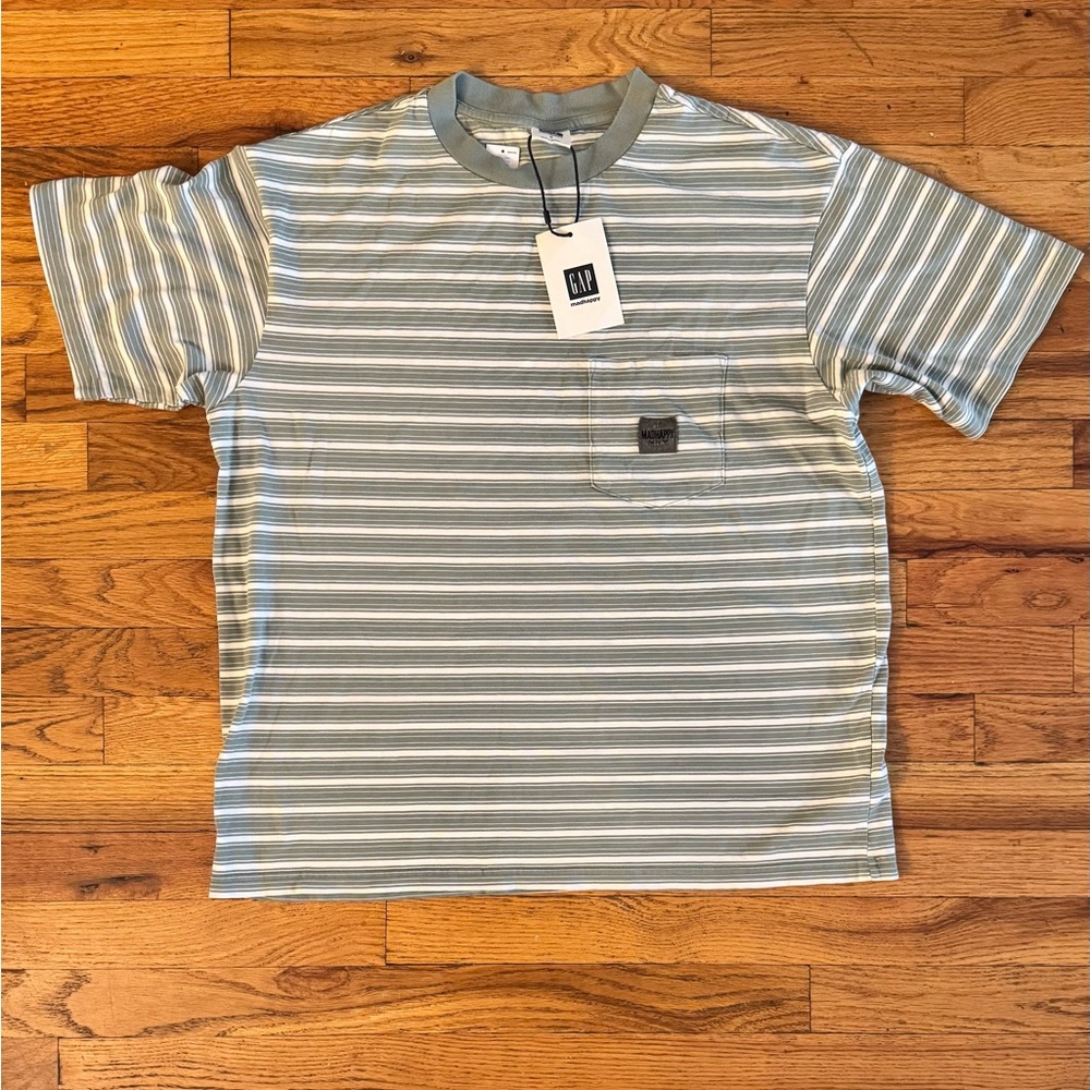 Madhappy green gray and White Striped Tee